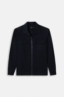 Solid Navy Zip-Up Over-Shirt