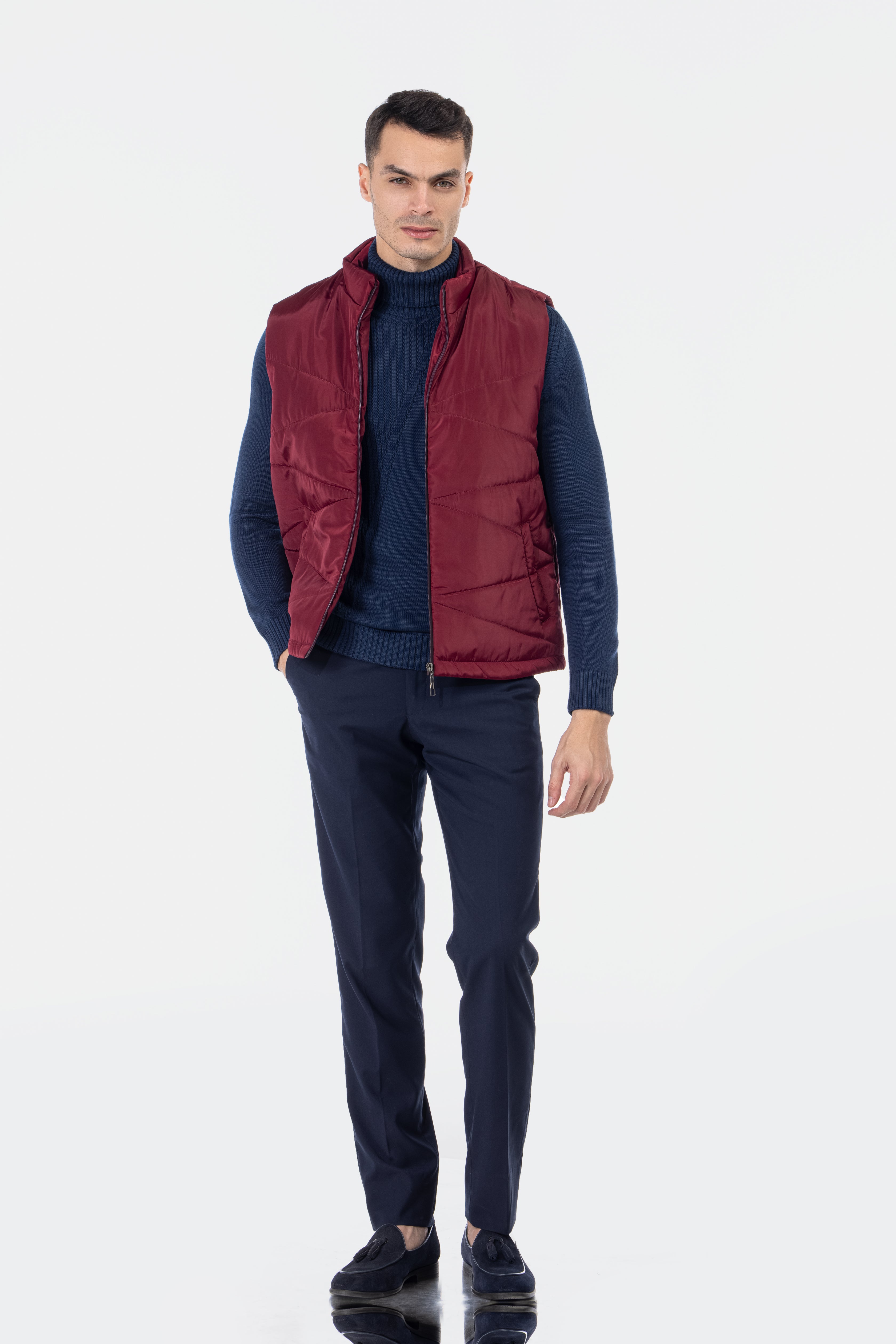 Waterproof Dark Red Vest Sweater