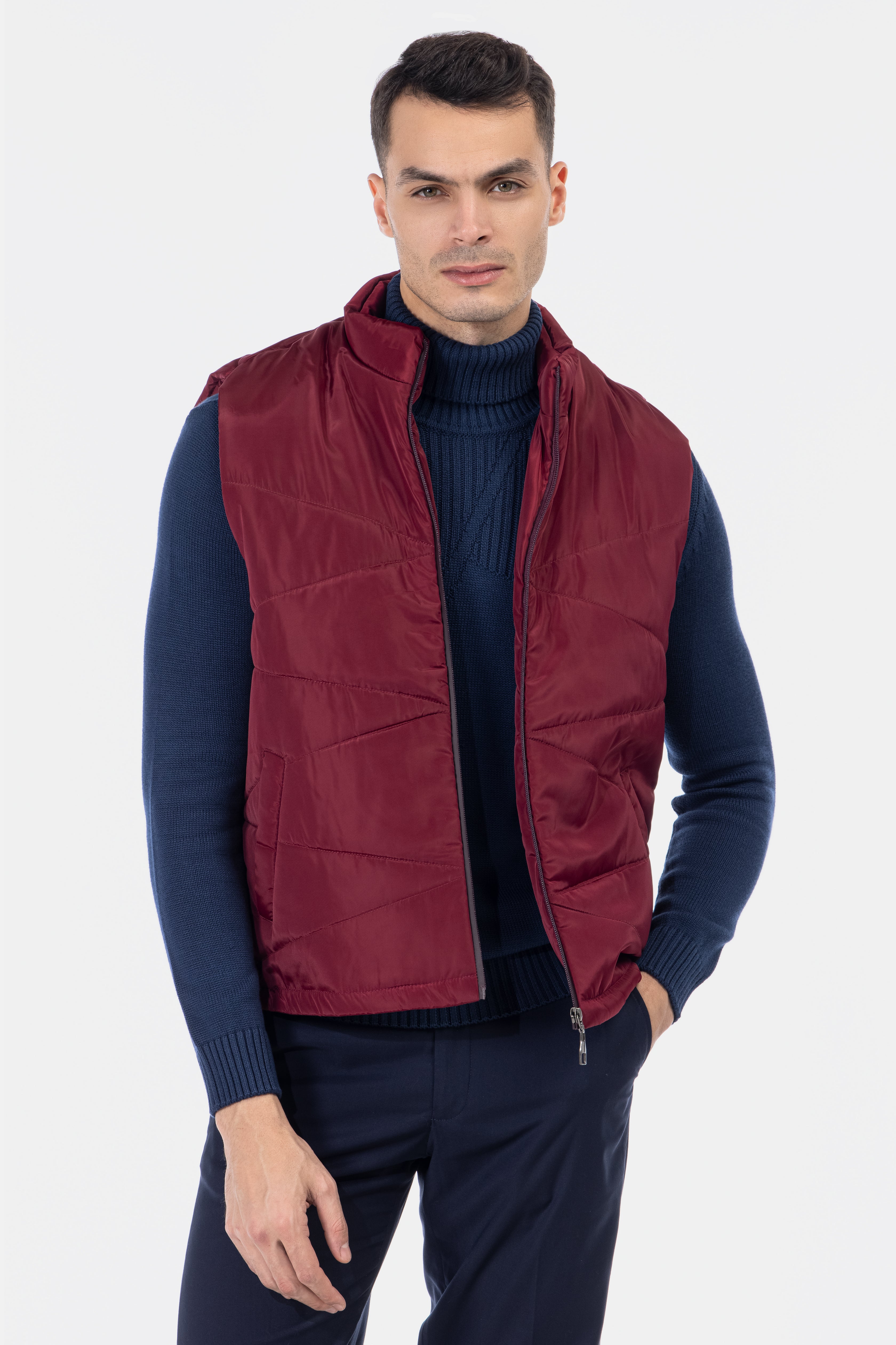 Waterproof Dark Red Vest Sweater