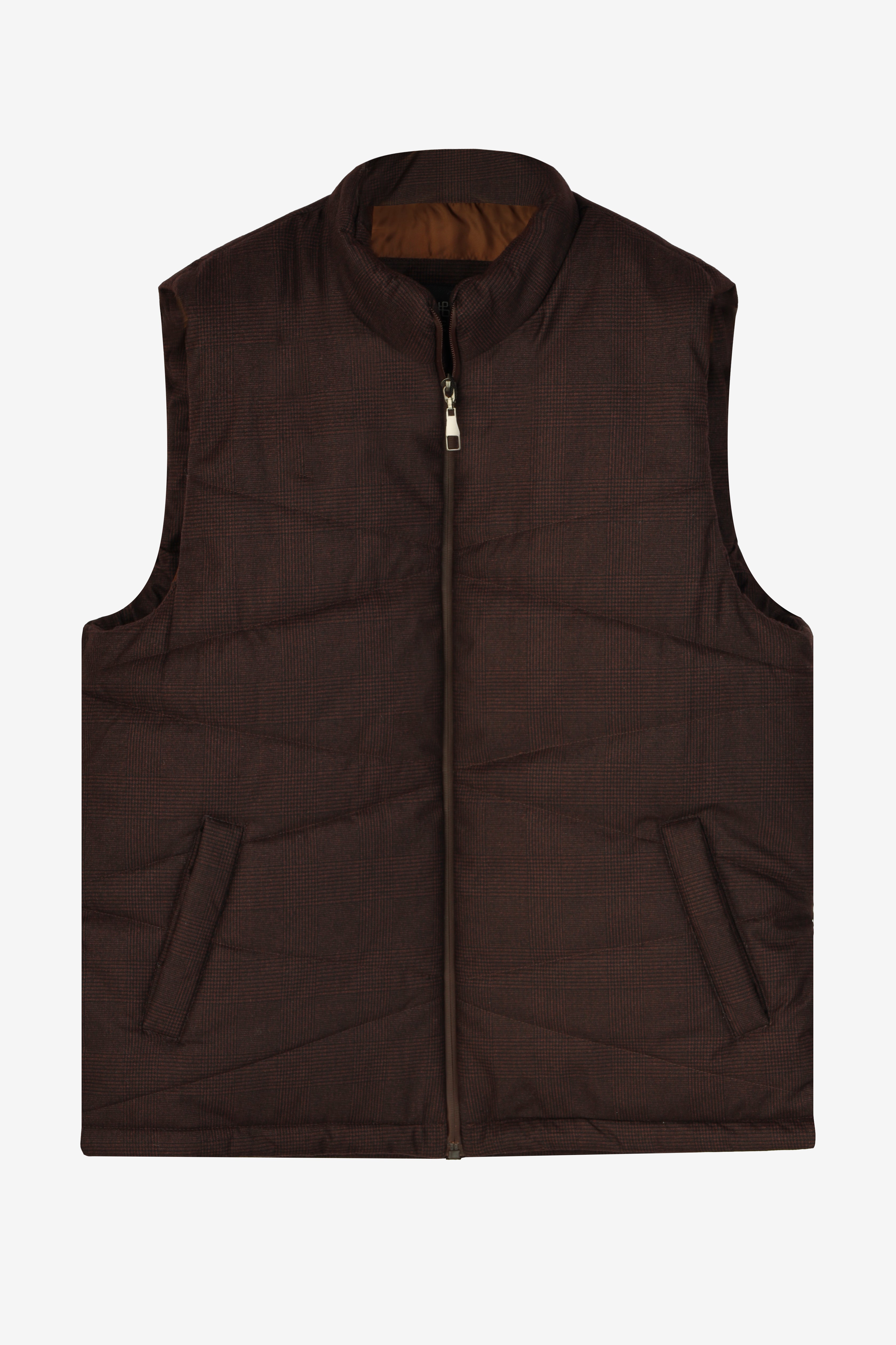 Checked Waterproof Dark Red Vest Sweater