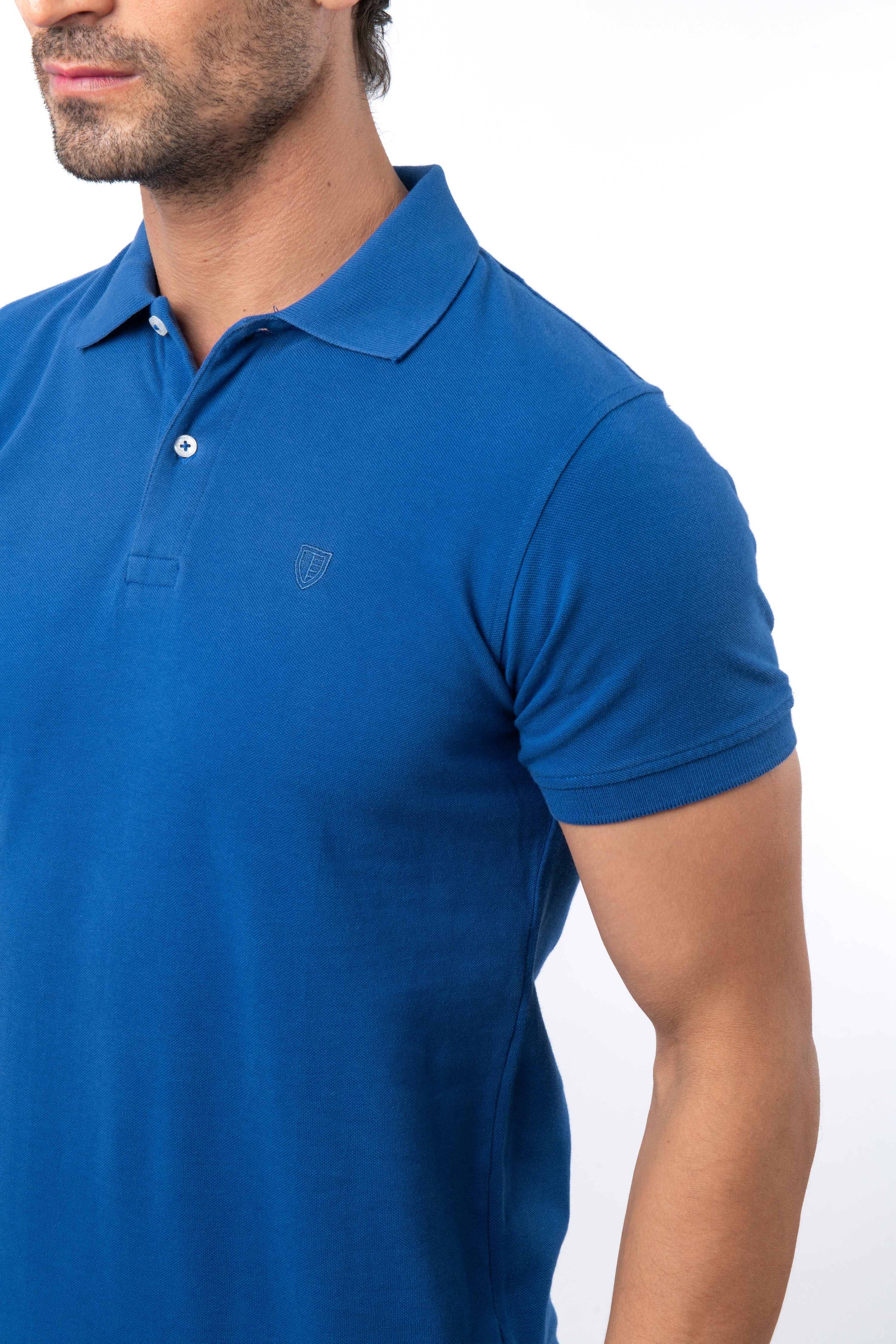 Pique solid Polynesian Blue Cotton Polo