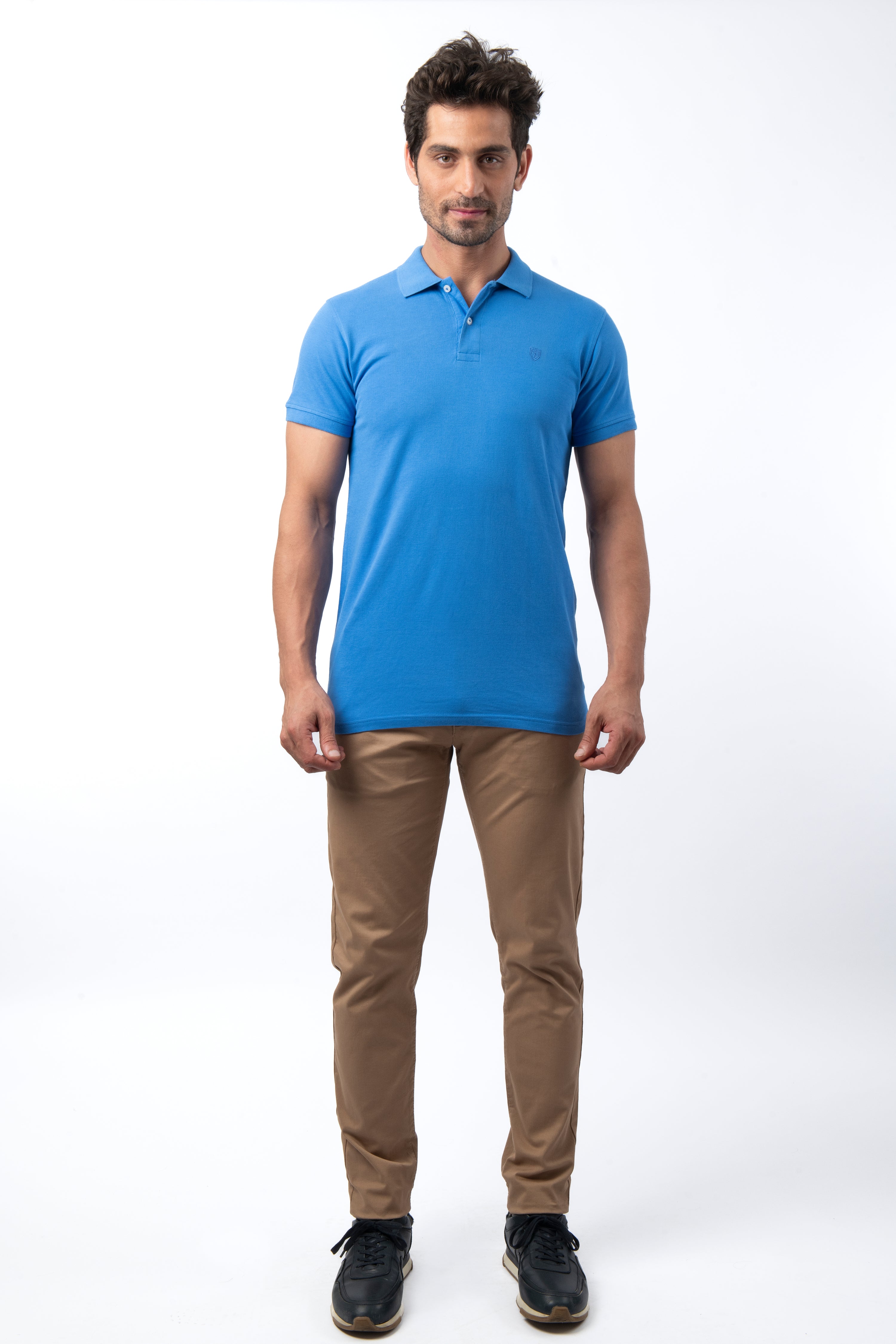 Pique solid  Ruddy Blue Cotton Polo