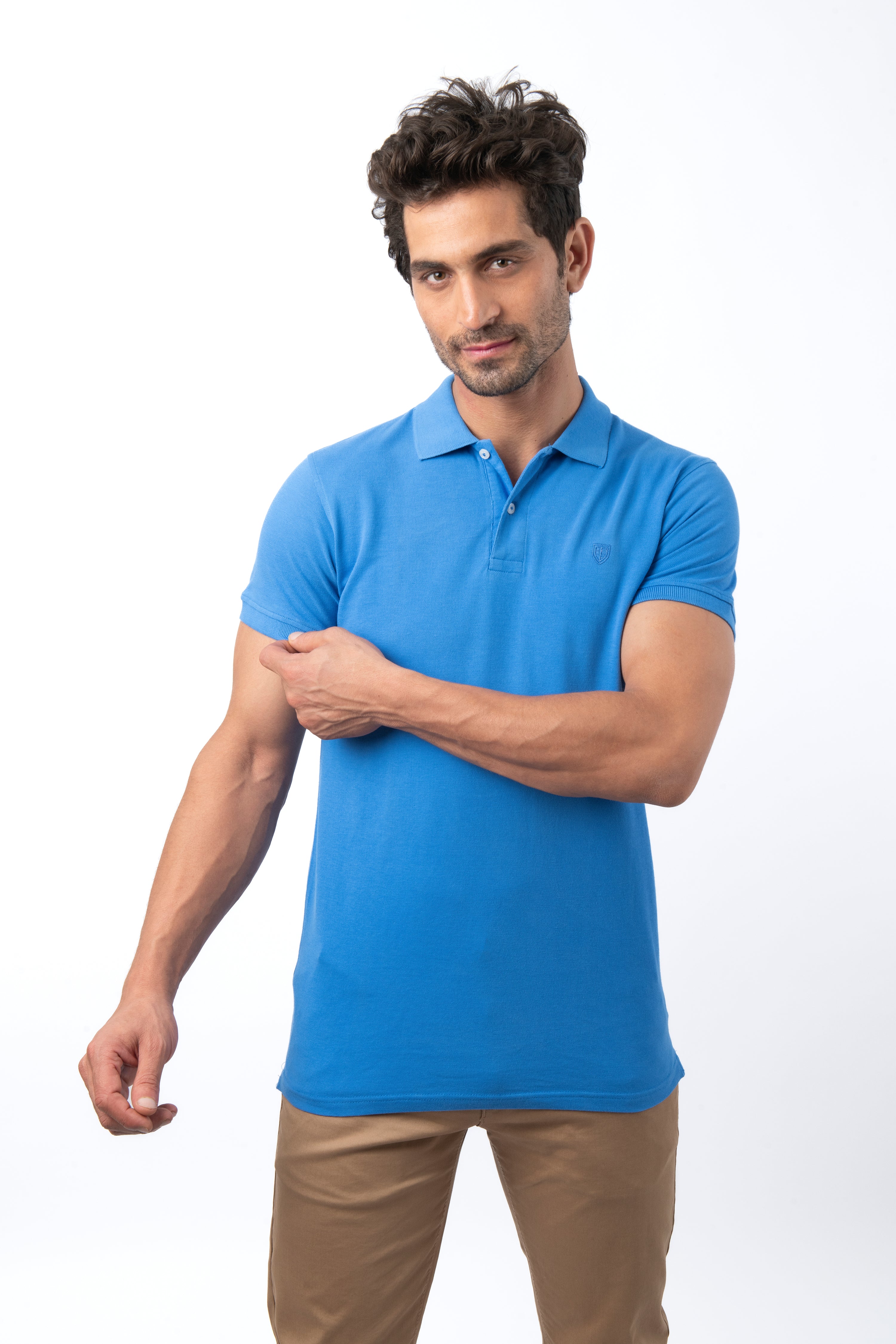 Pique solid  Ruddy Blue Cotton Polo