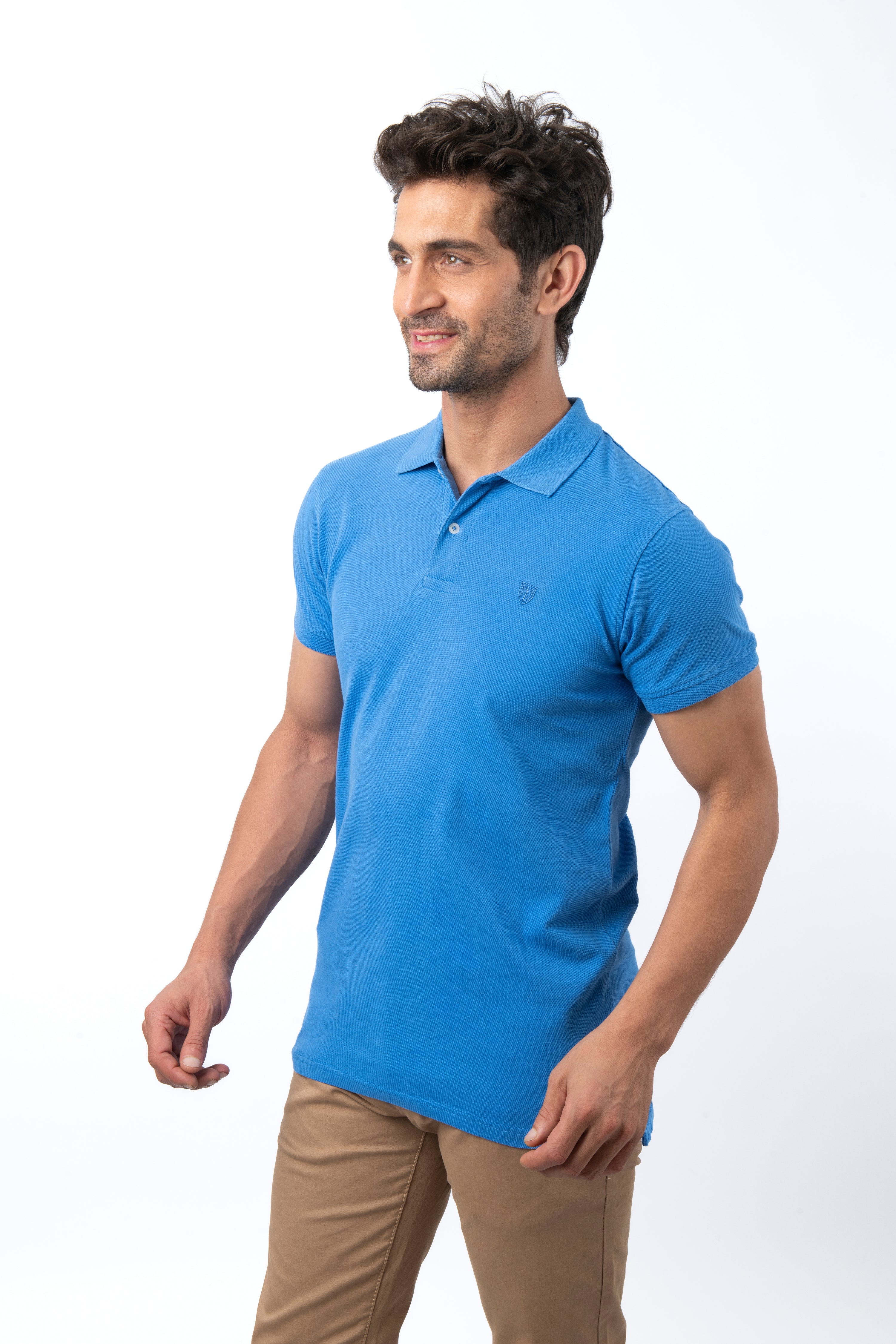 Pique solid  Ruddy Blue Cotton Polo