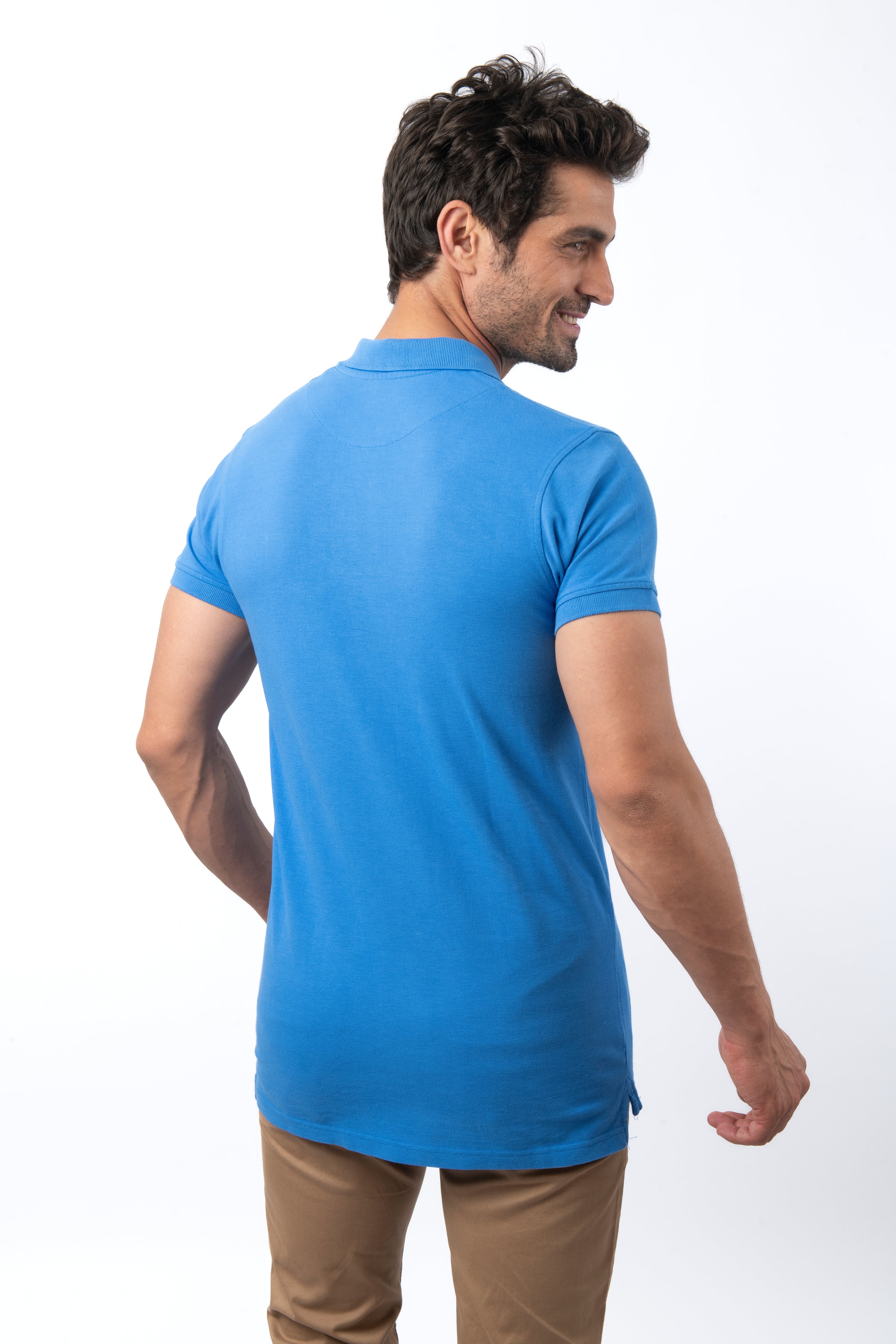 Pique solid  Ruddy Blue Cotton Polo