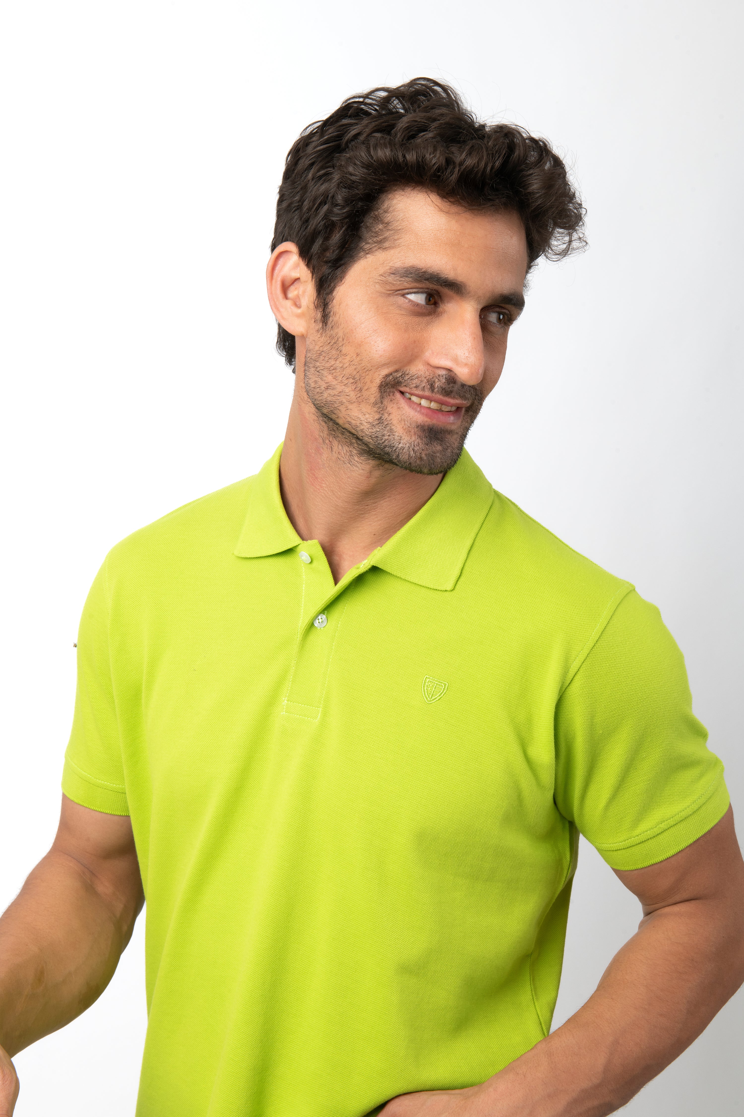 Pique Solid Lime Cotton Polo