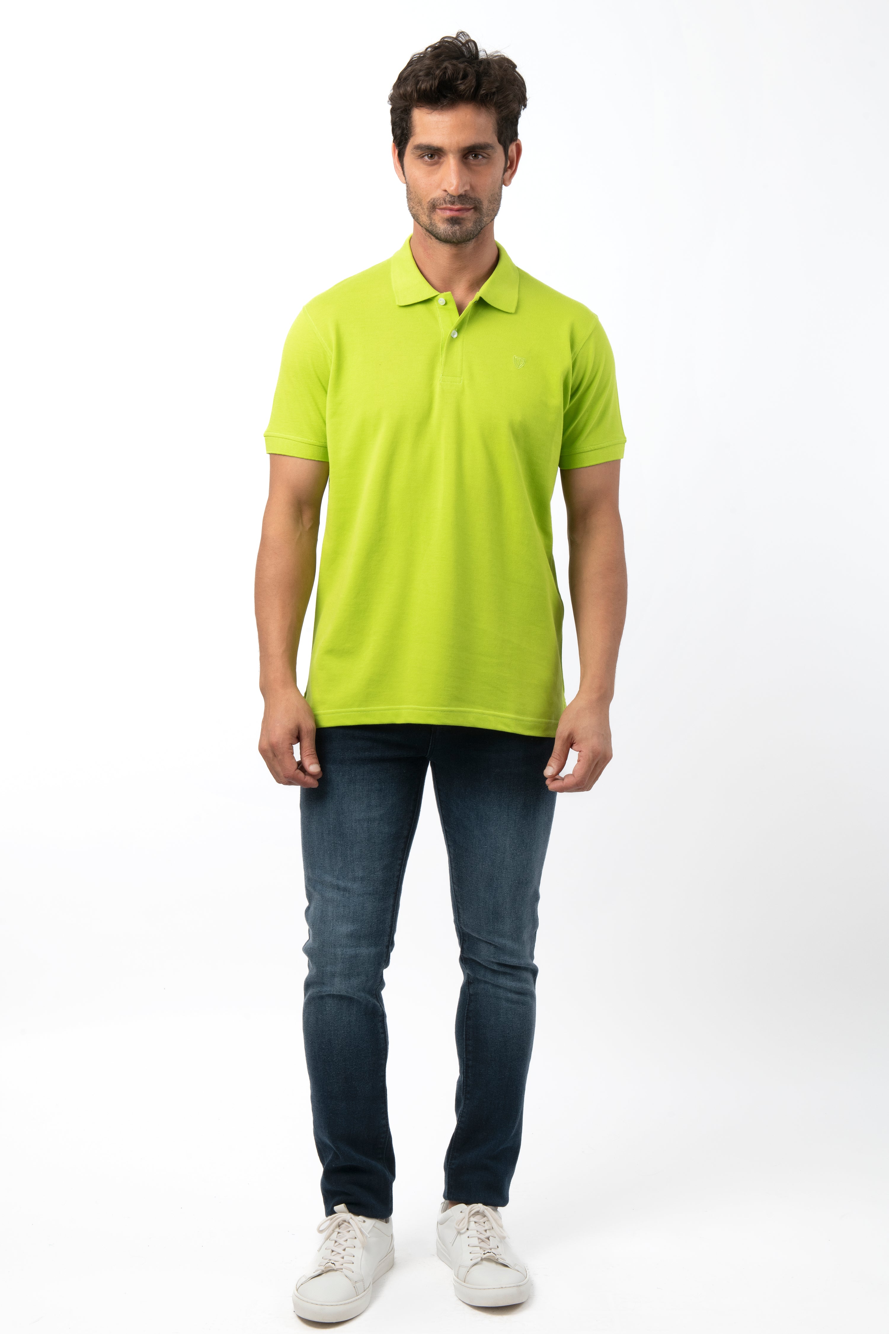 Pique Solid Lime Cotton Polo