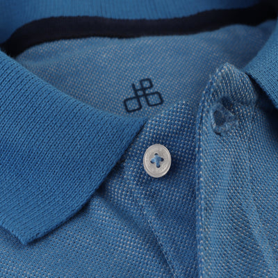 Pique Jacquard Blue Cotton Polo