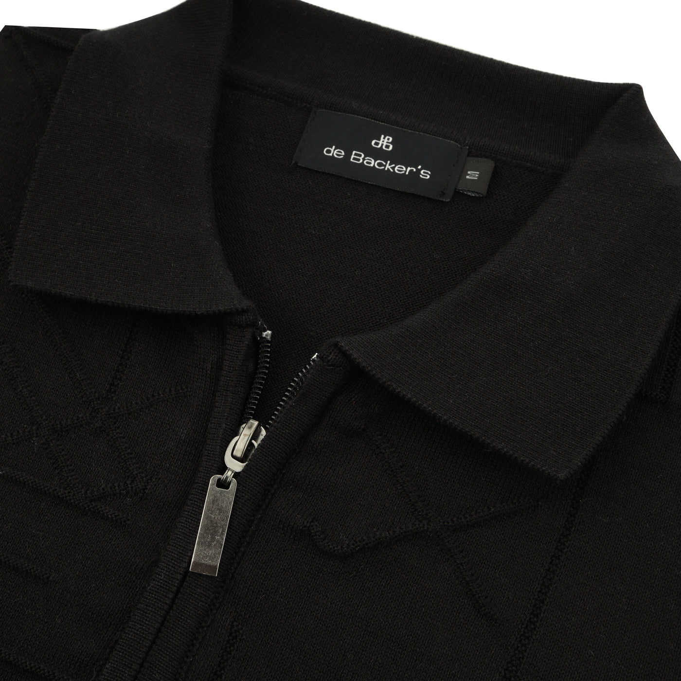 Knitted Jacquard Black Cotton Polo