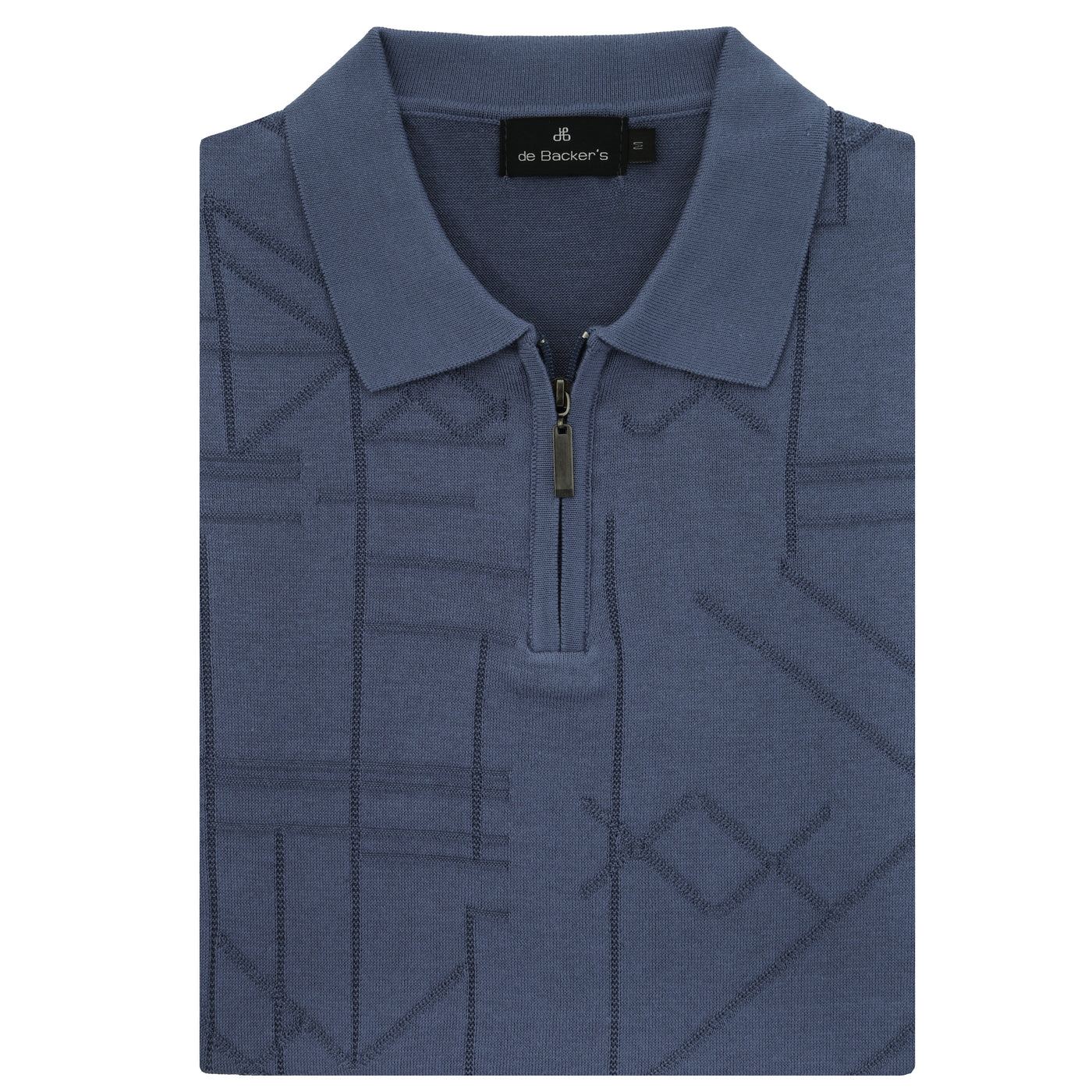 Jacquard Knitted Dark Navy Cotton Polo