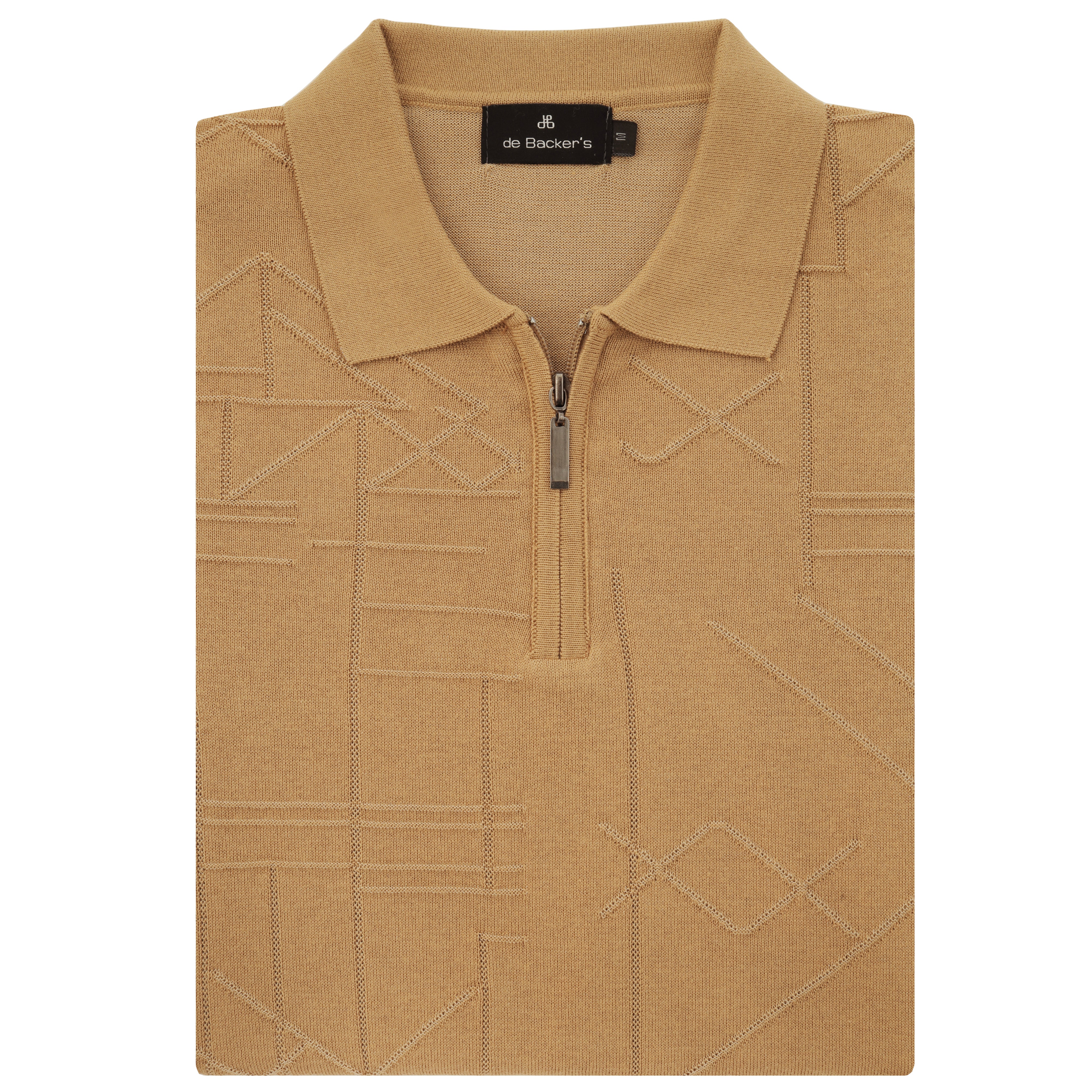 Jacquard Knitted Brown Cotton Polo