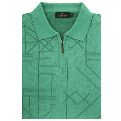 Jacquard Knitted Viridian Cotton Polo