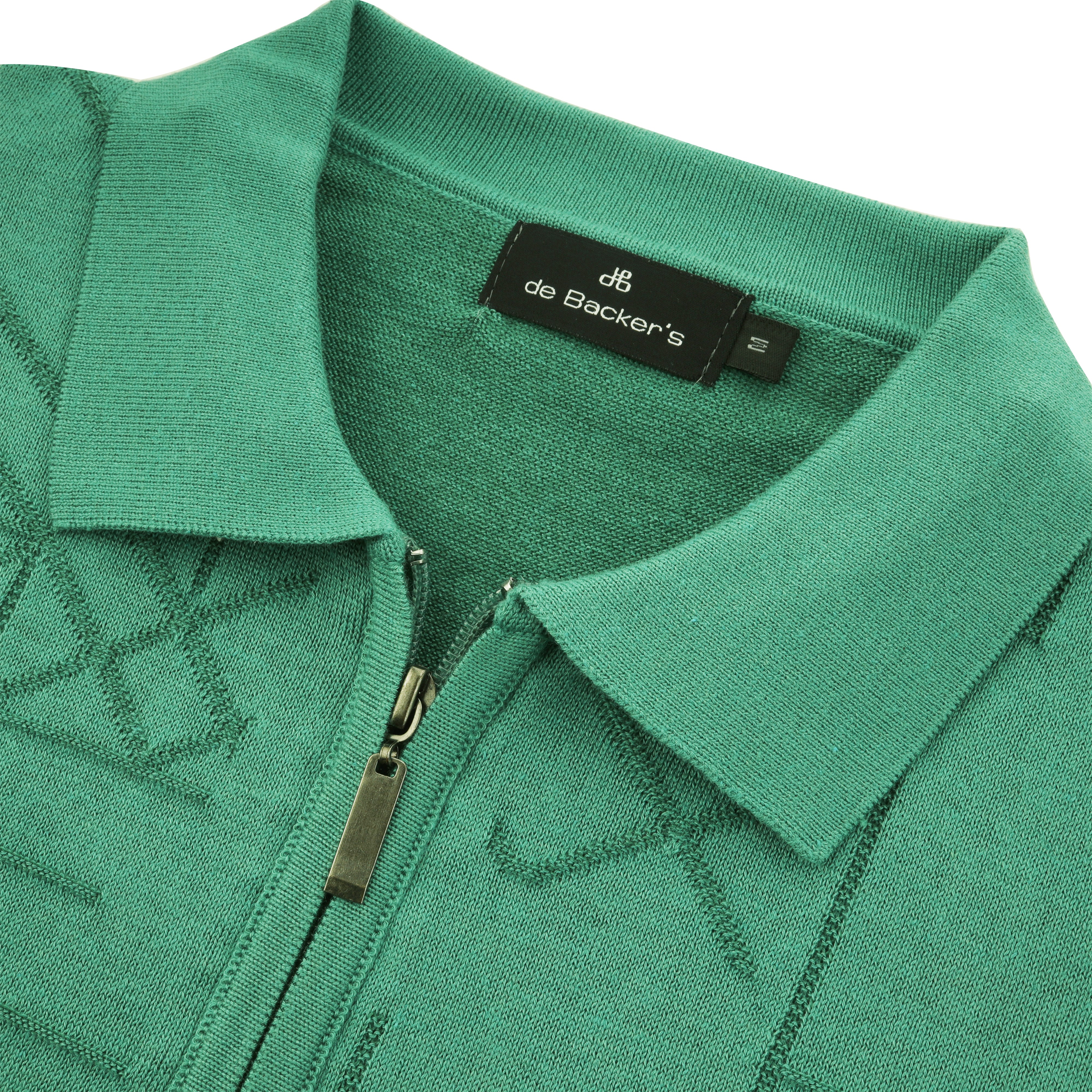 Jacquard Knitted Viridian Cotton Polo