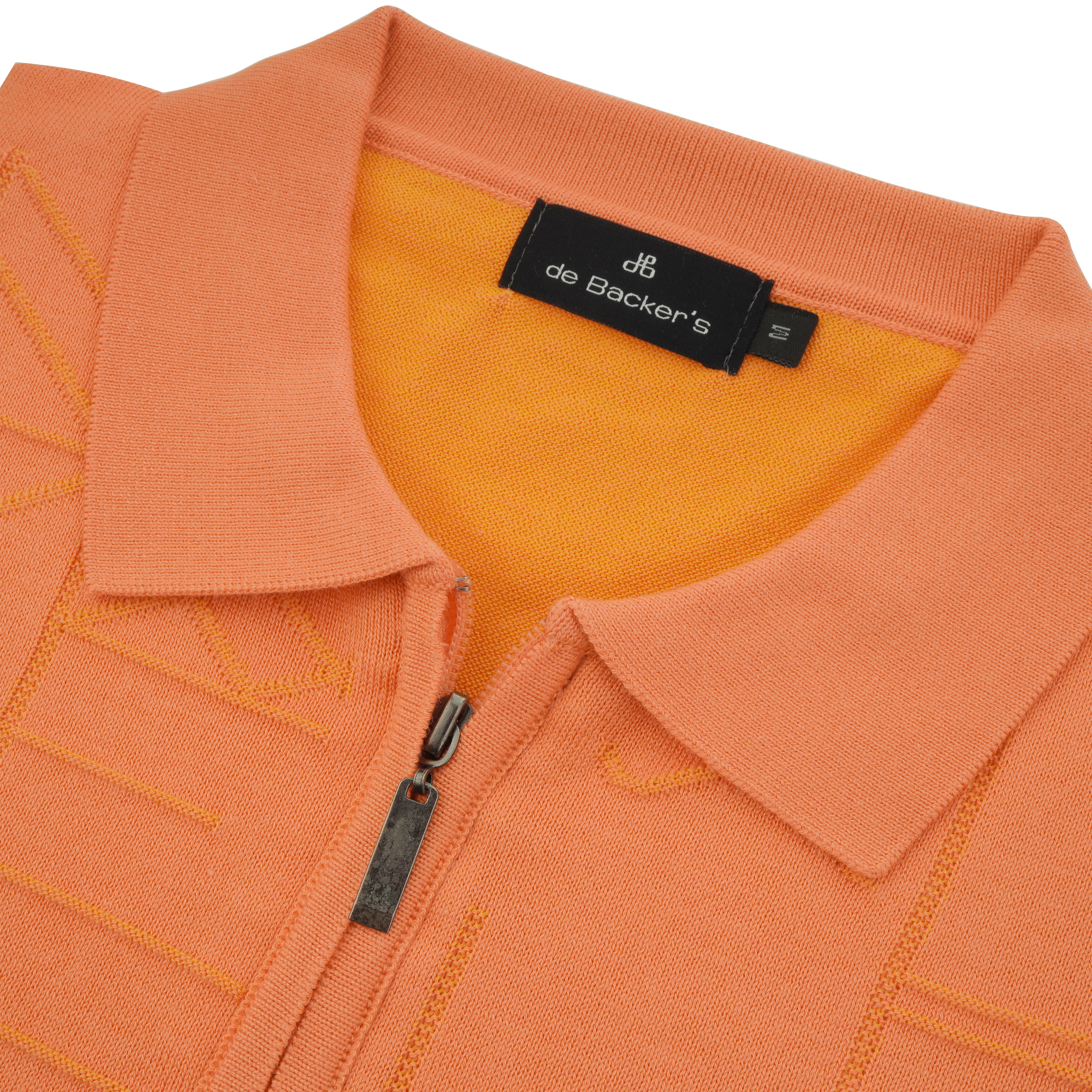 Jacquard Knitted Orange Cotton Polo