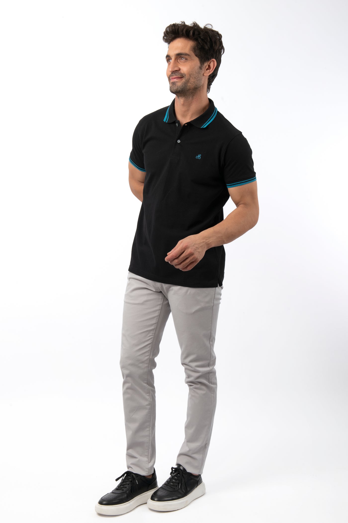 Pique Solid  Black Cotton Polo