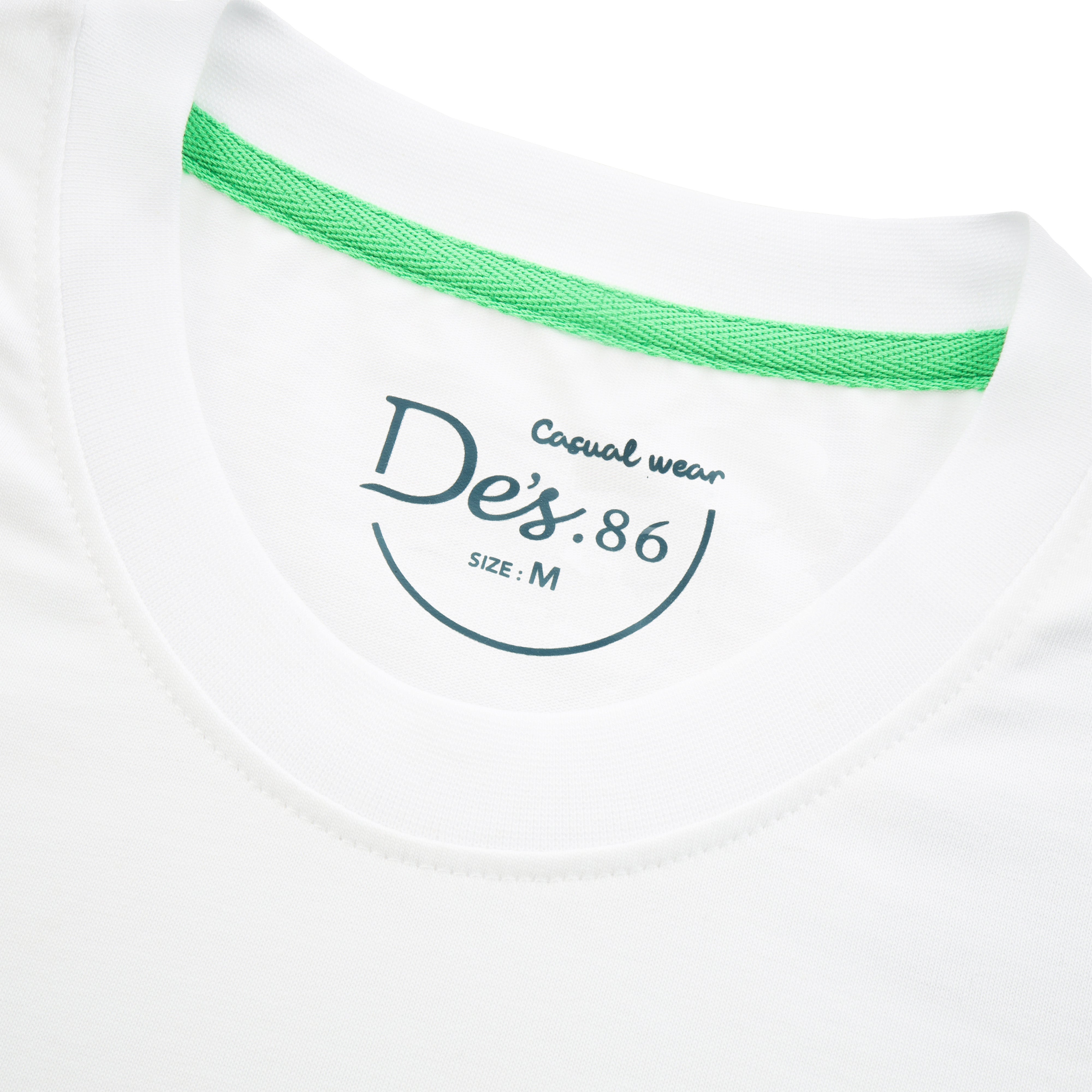 Slim White Cotton Round T Shirt