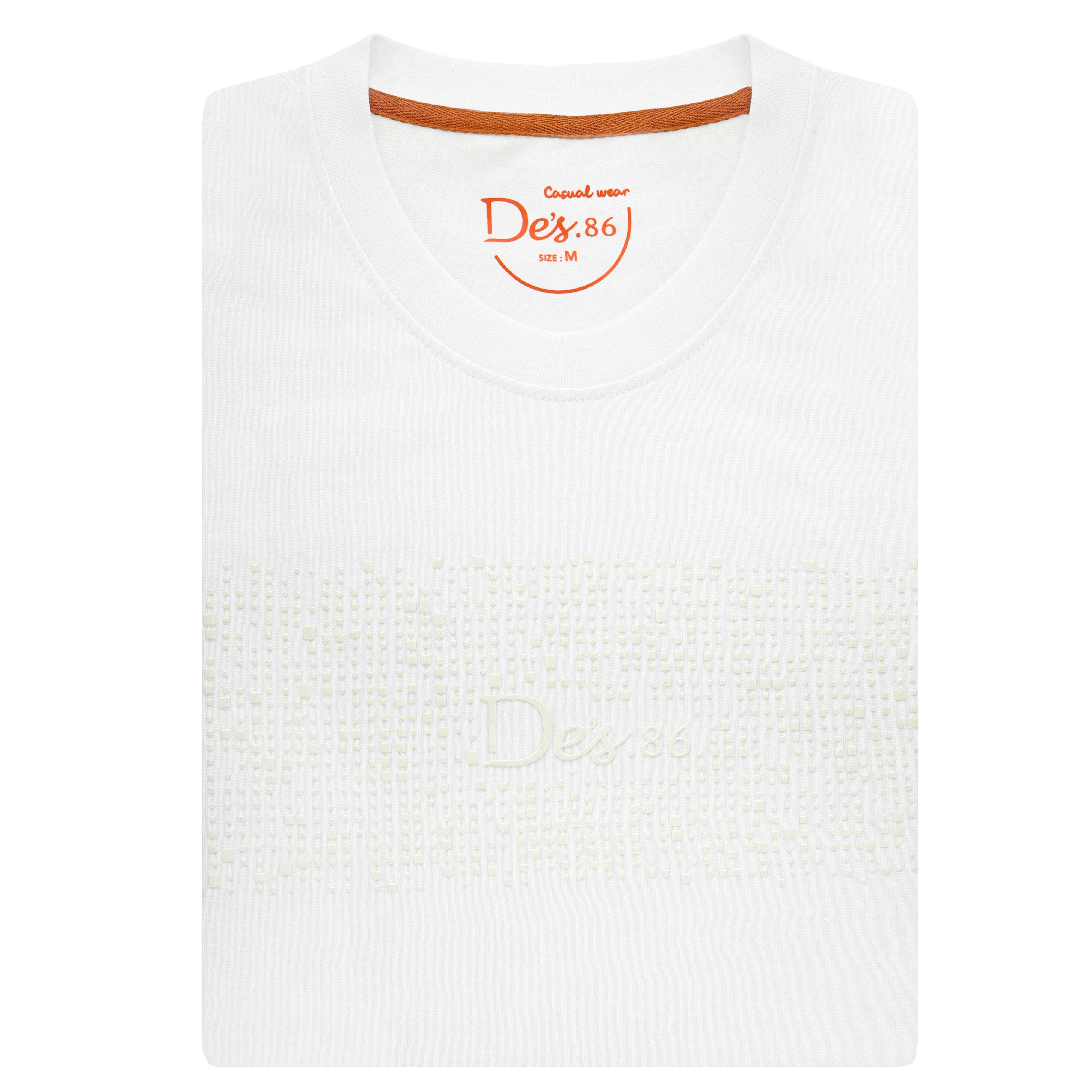 Slim White Cotton Round T Shirt