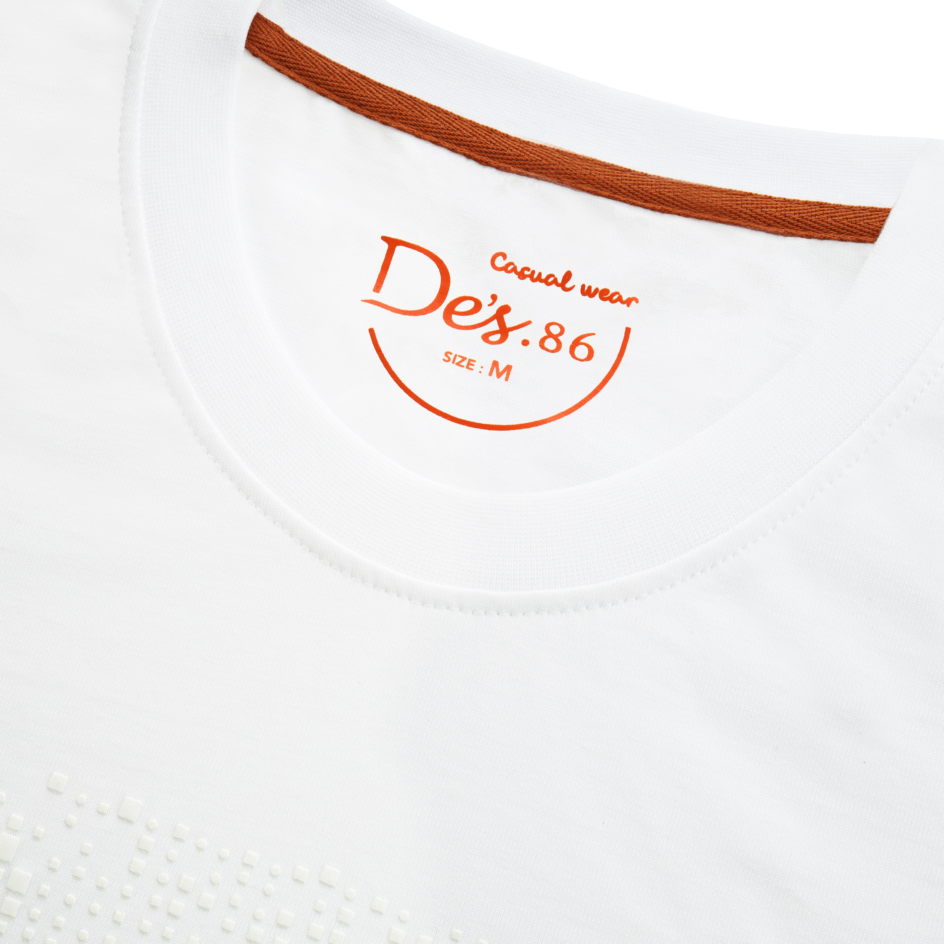 Slim White Cotton Round T Shirt