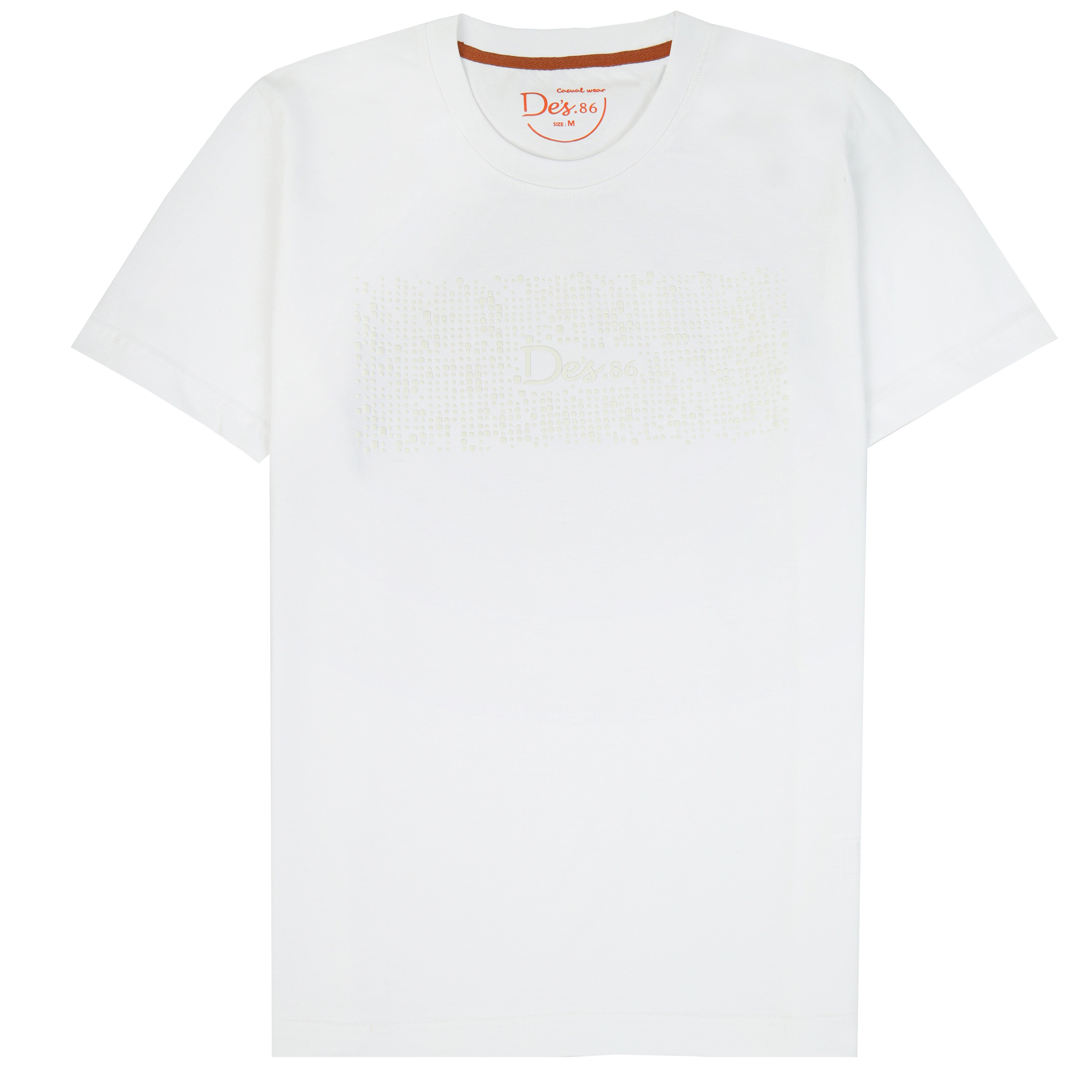 Slim White Cotton Round T Shirt