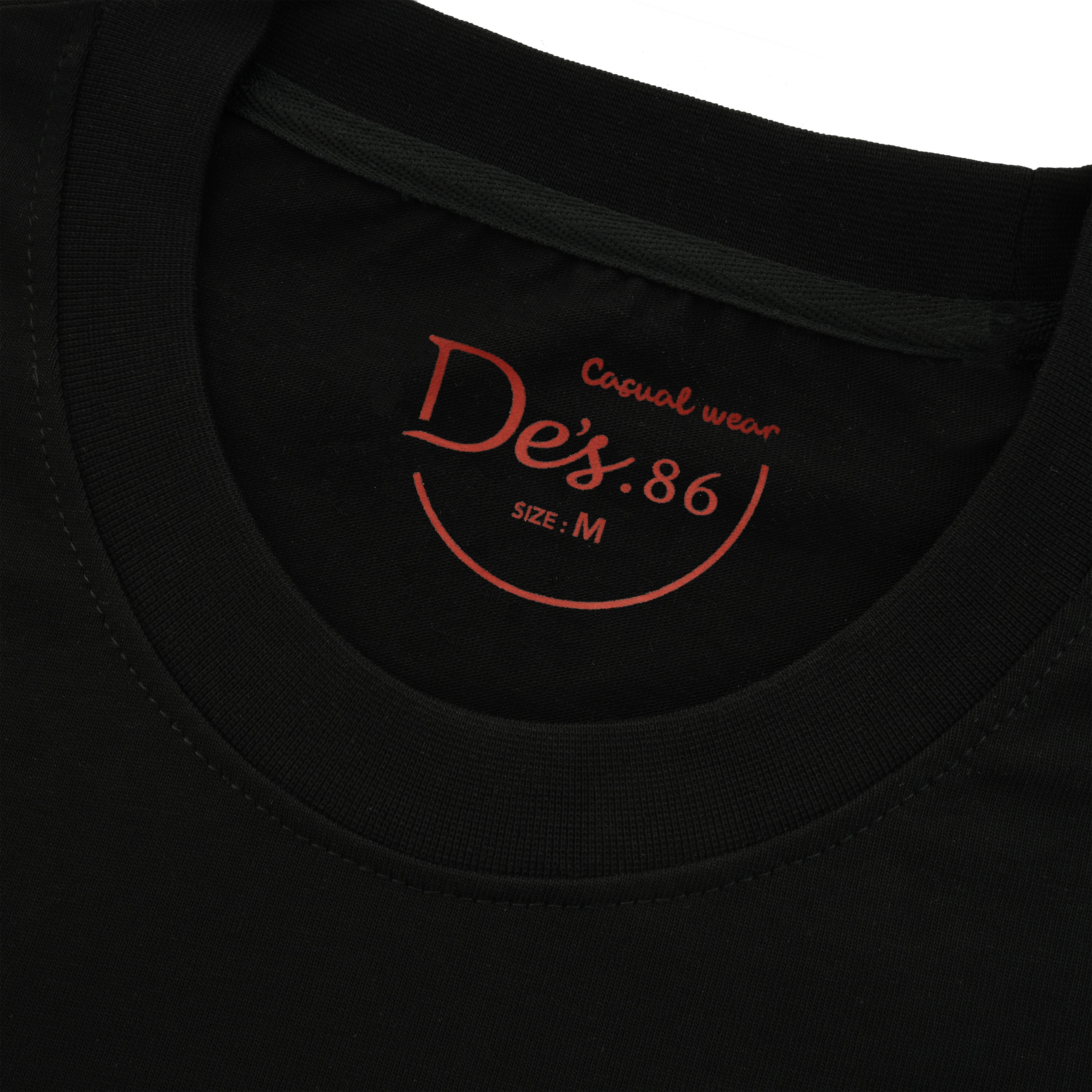 Slim Black Cotton Round T Shirt