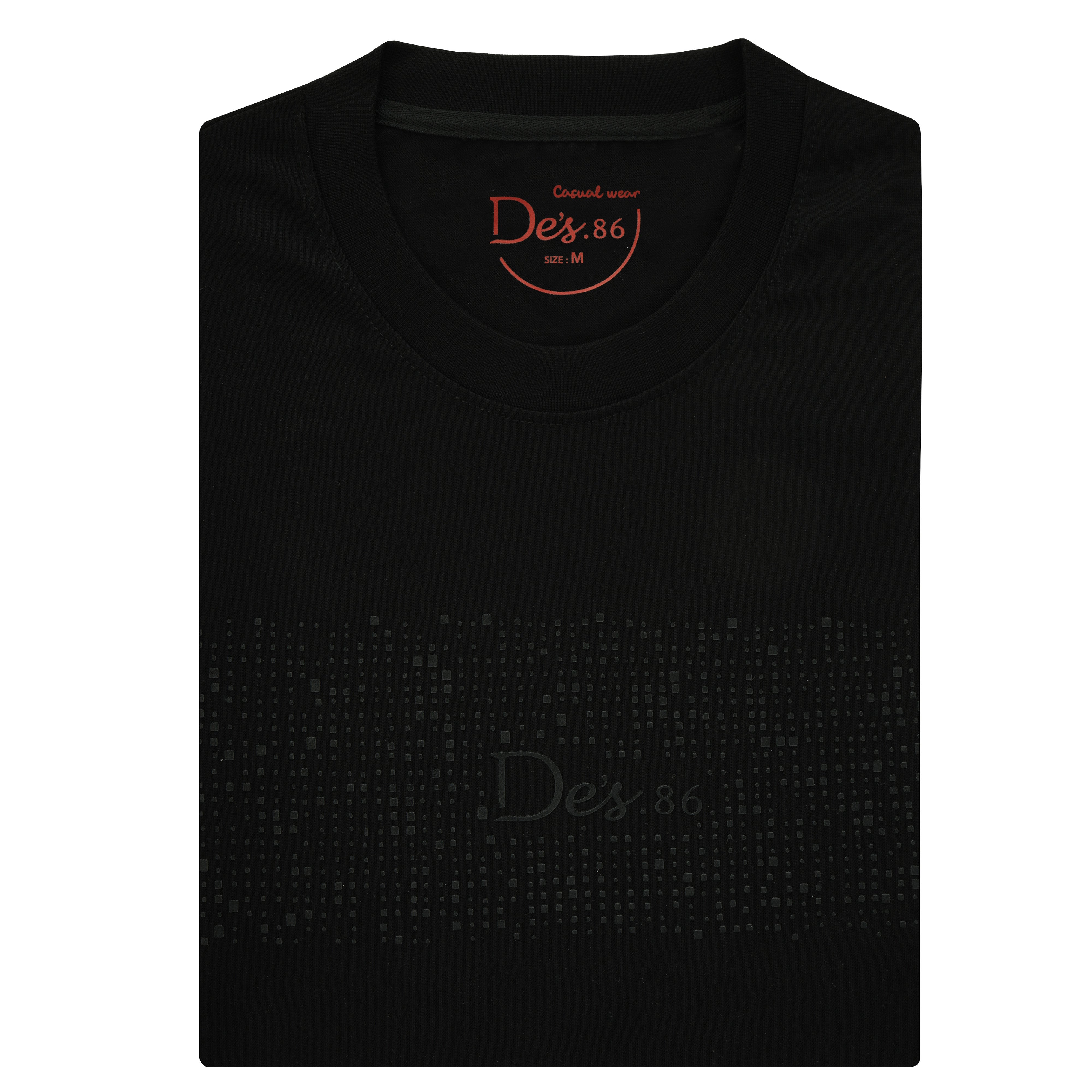 Slim Black Cotton Round T Shirt