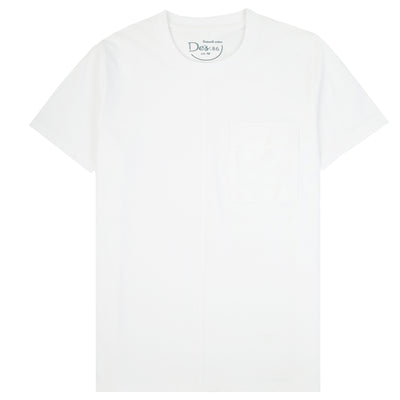 White Solid Pocket Cotton Round T Shirt