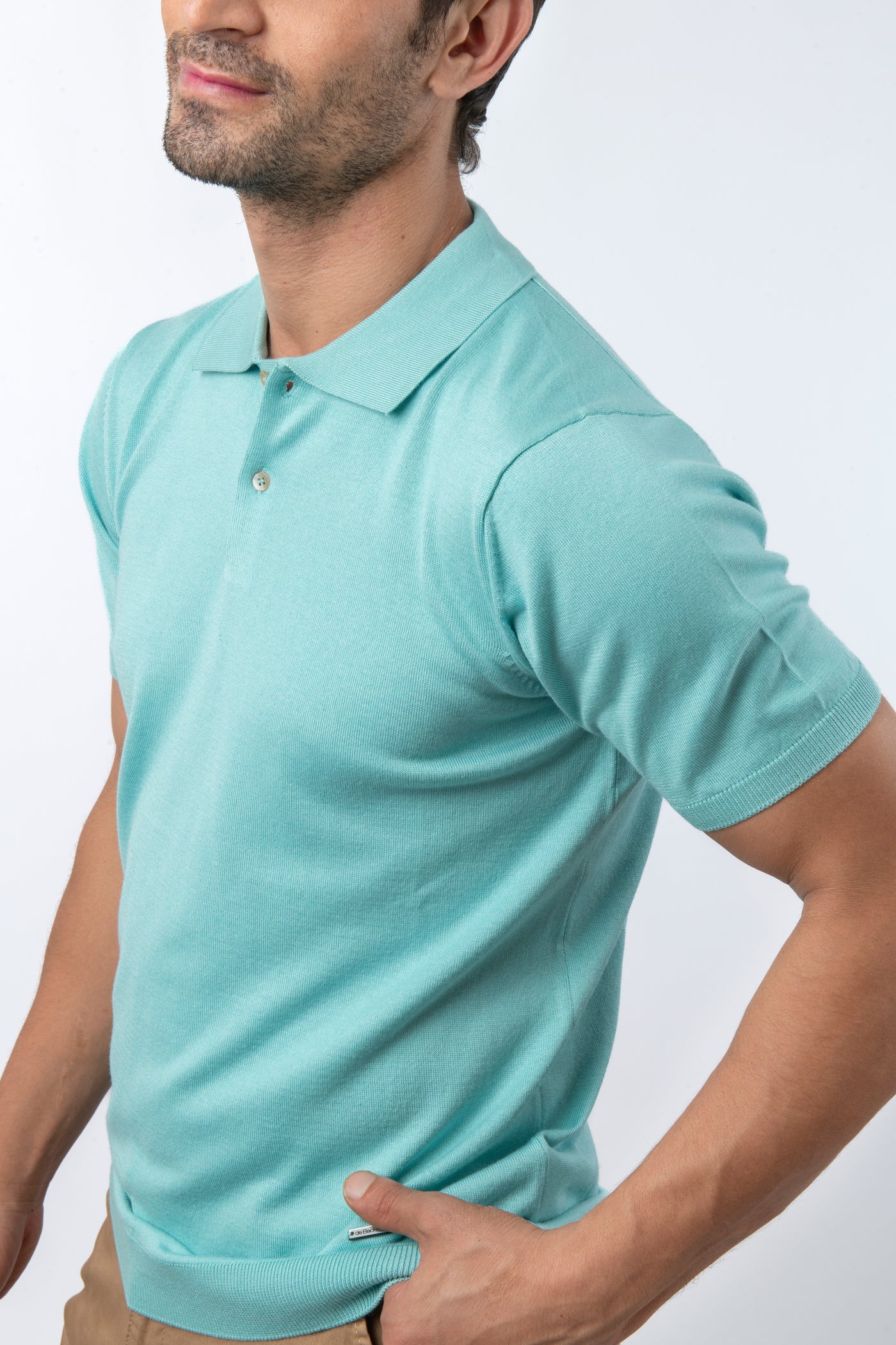 Plian Ice Blue Cotton Knitted Polo