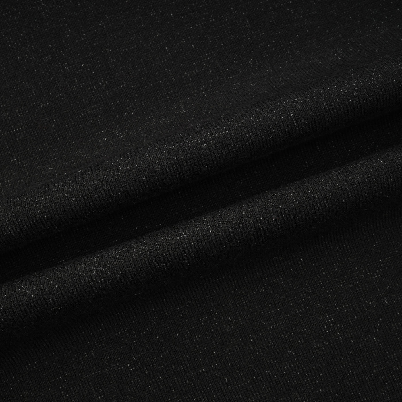 Knitted Solid Black Cotton Polo