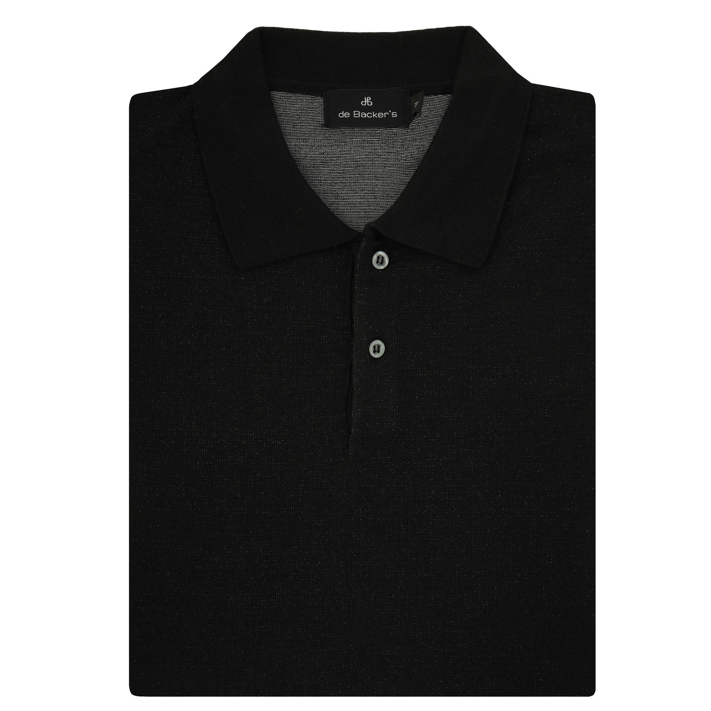 Knitted Solid Black Cotton Polo