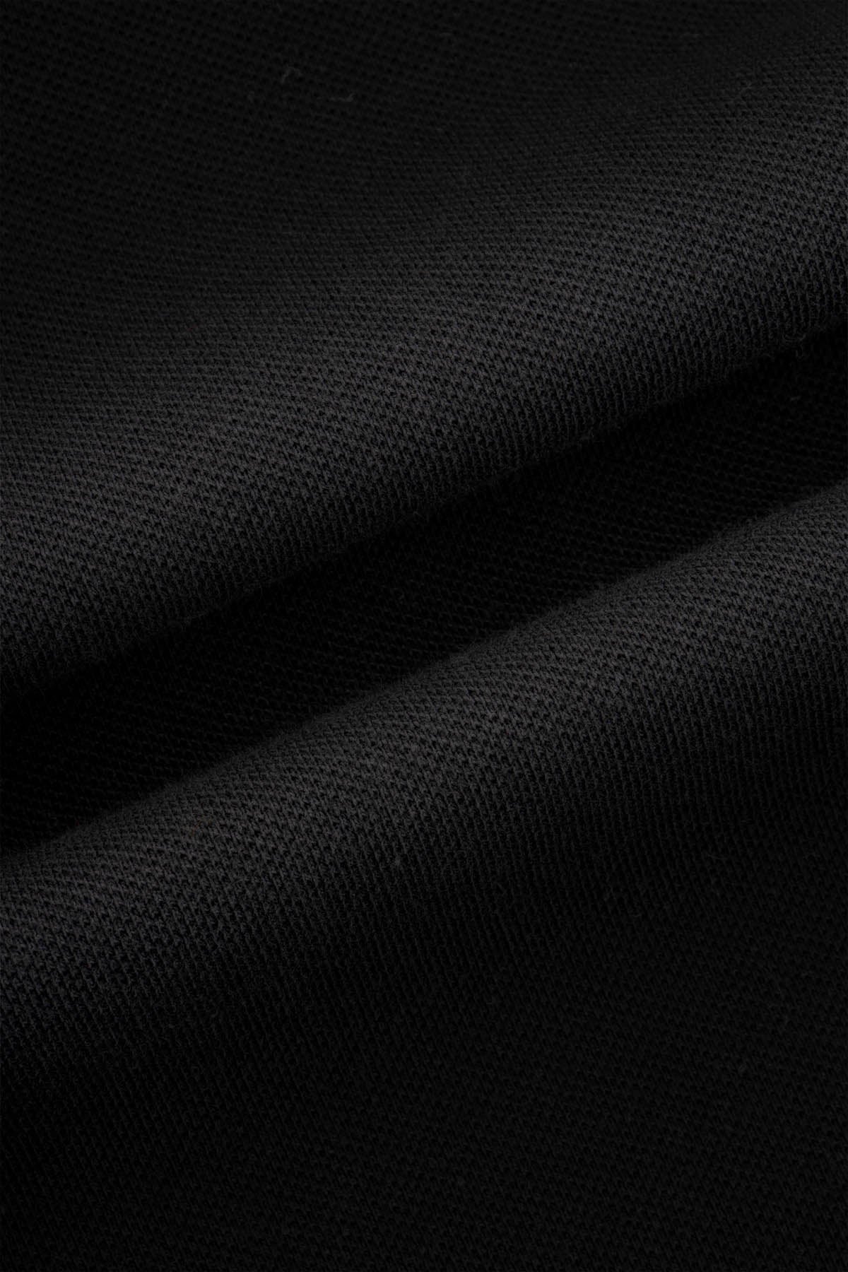 Pique Solid  Black Cotton Polo