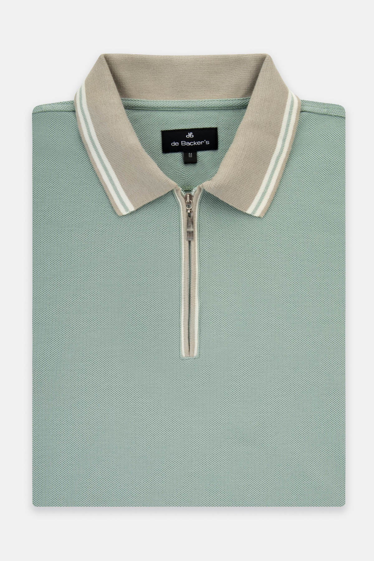 Pique Solid Spring Green Zip-Up Polo