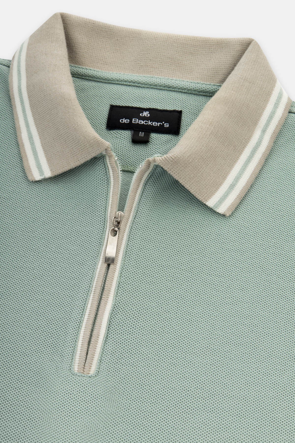 Pique Solid Spring Green Zip-Up Polo