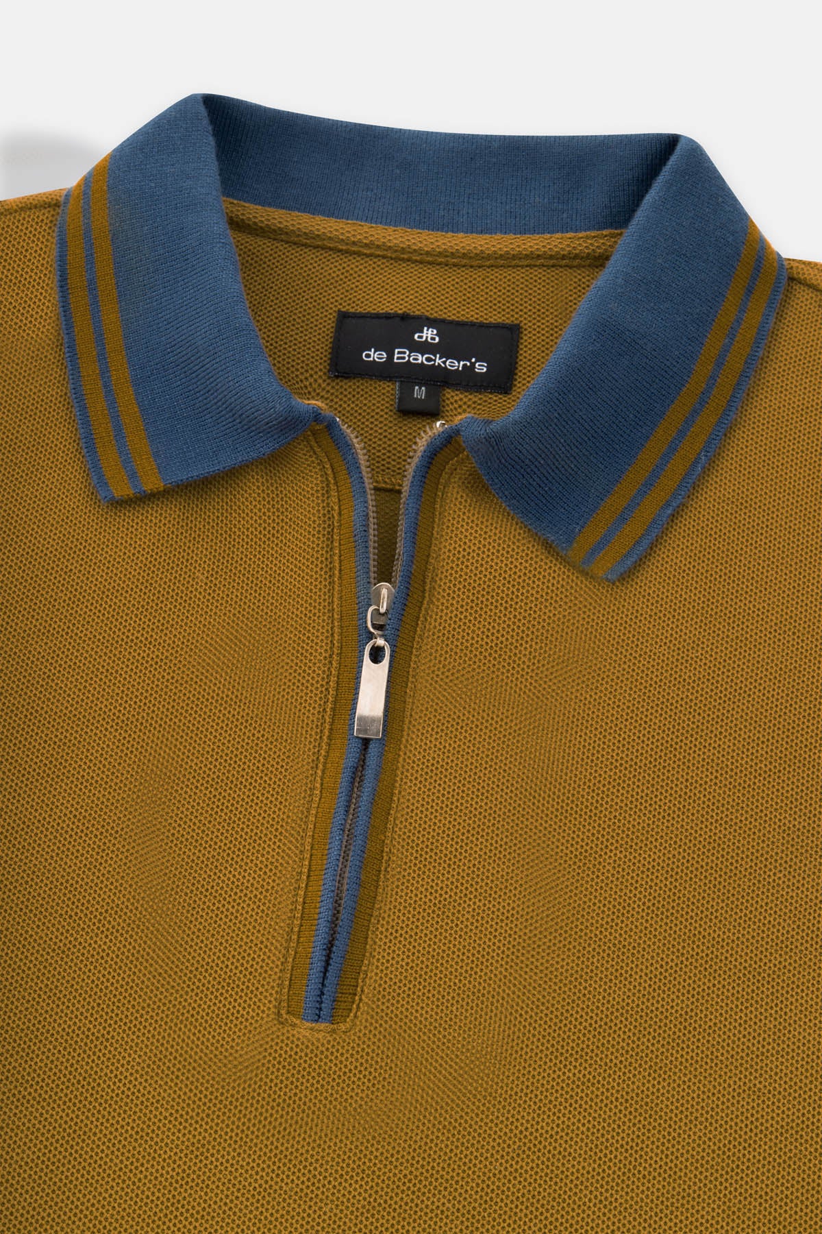 Pique Solid Golden Brown Zip-Up Polo - 2