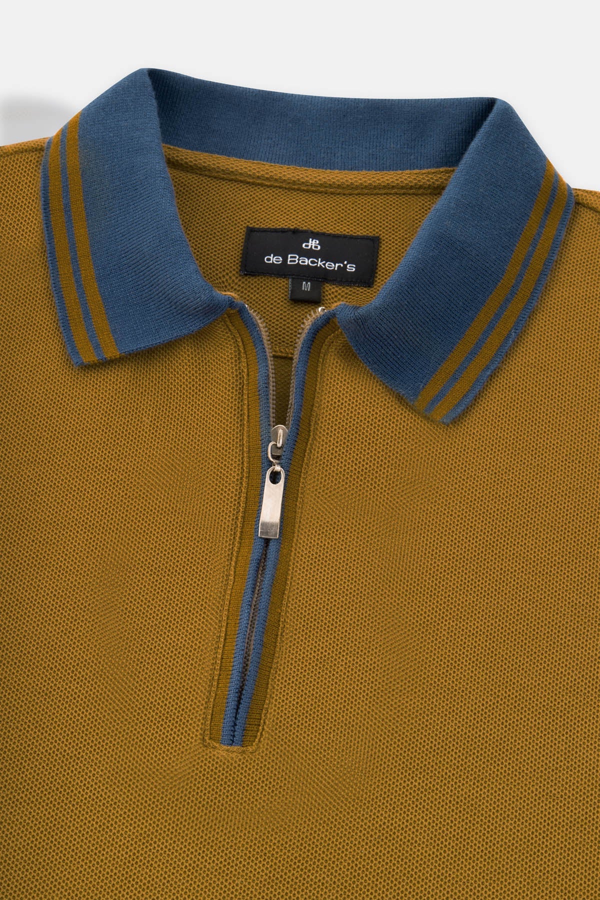Pique Solid Golden Brown Zip-Up Polo - 2