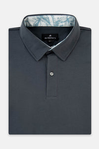 Pique Solid Dark Gray Polo - 1