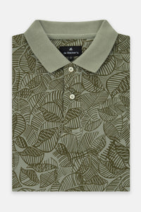 Printed Pique Ebony Olive Polo - 1