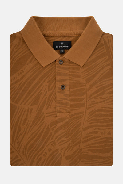 Printed Pique Raw Umber Brown Polo