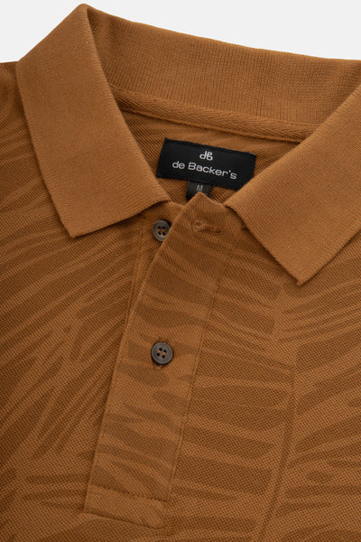 Printed Pique Raw Umber Brown Polo