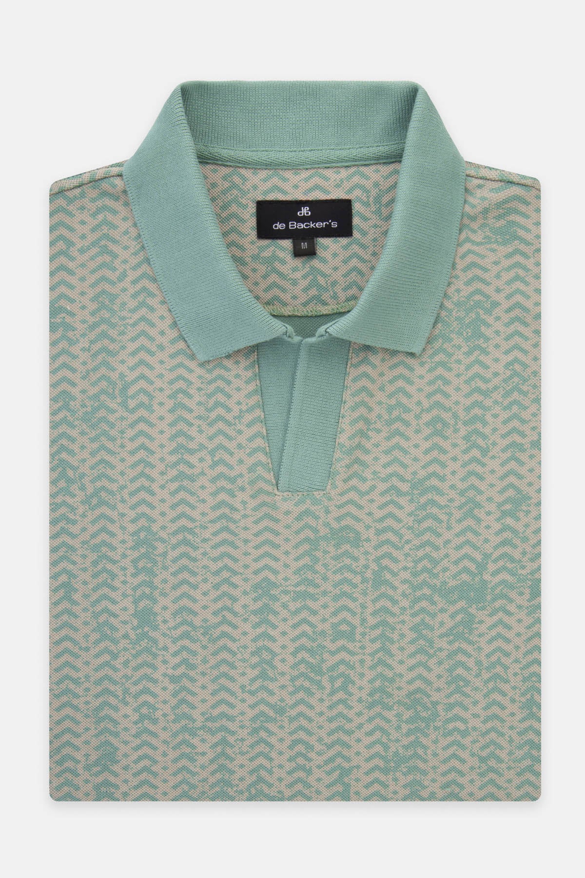 Printed Pique Spanish Green V-Neck Polo