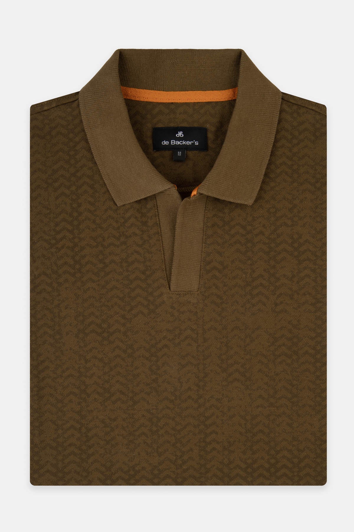 Printed Pique Café & Brown V-Neck Polo