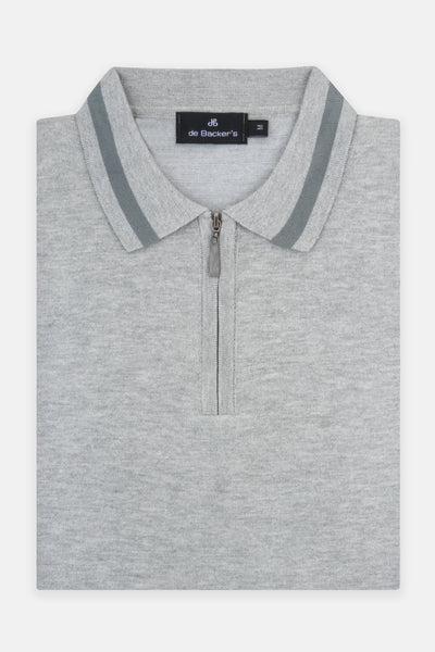 Solid Knitted Gray Polo