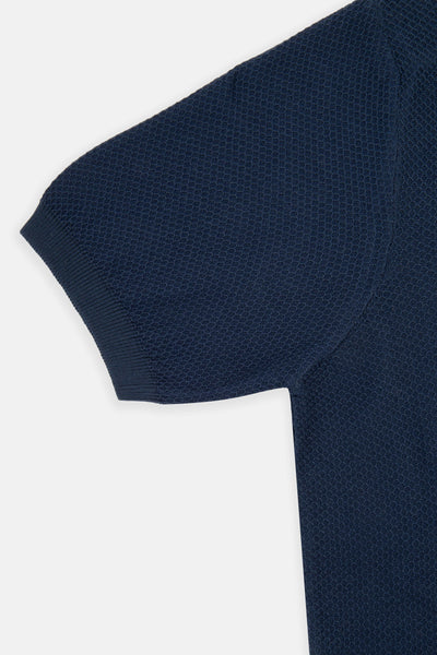 Jacquard Knitted Navy Polo