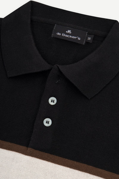 Trio-Colored Knitted Black Polo