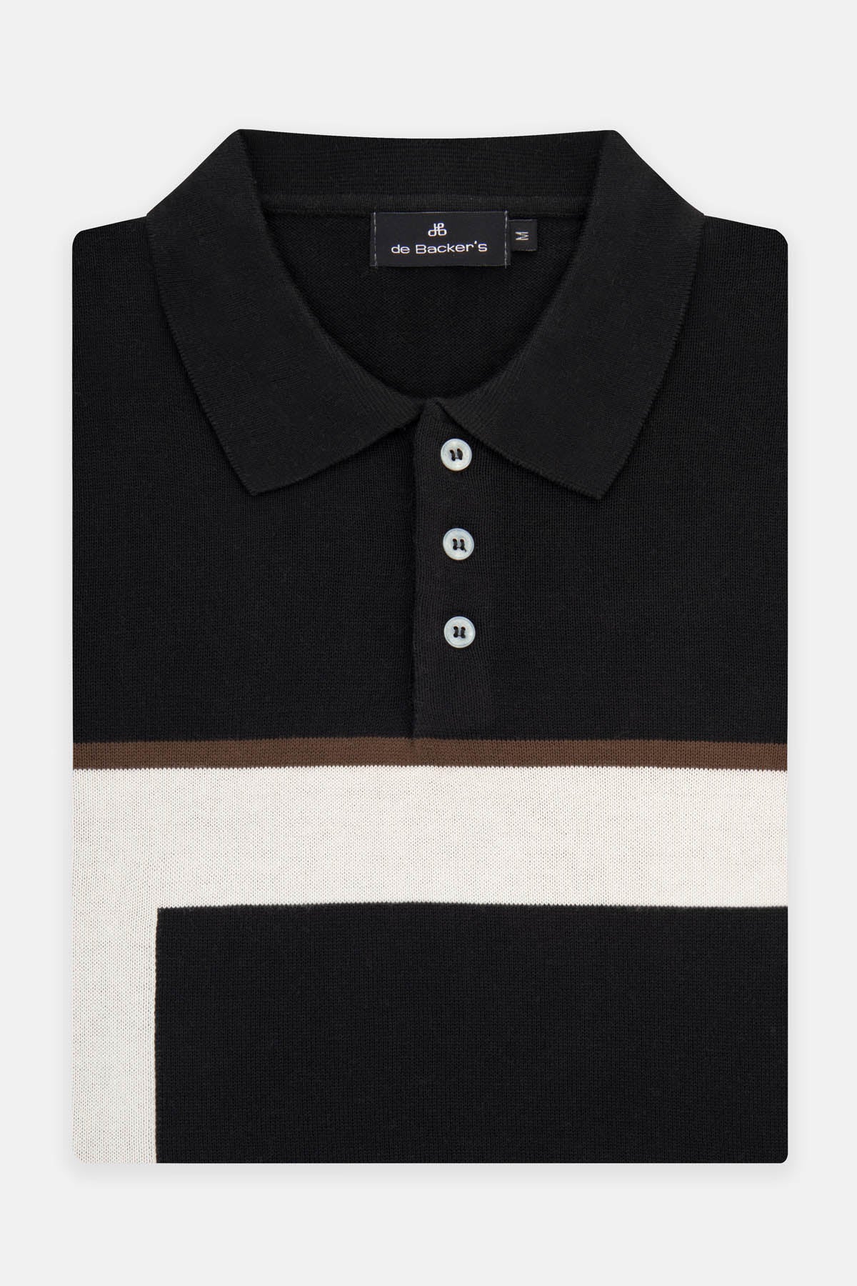 Trio-Colored Knitted Black Polo