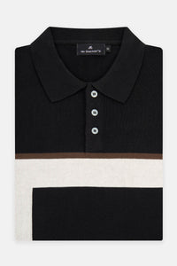 Trio-Colored Knitted Black Polo - 1