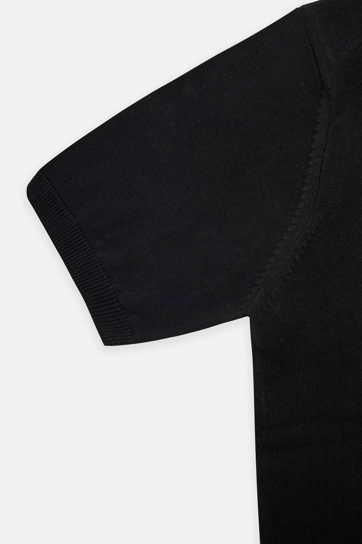 Trio-Colored Knitted Black Polo