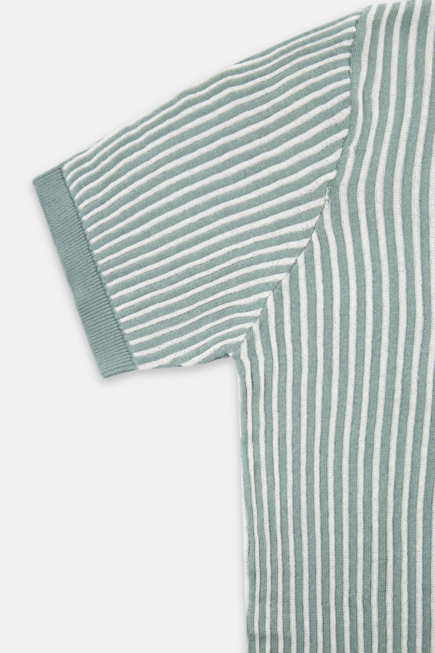 Striped Knitted Hooker's Green V-Neck Polo