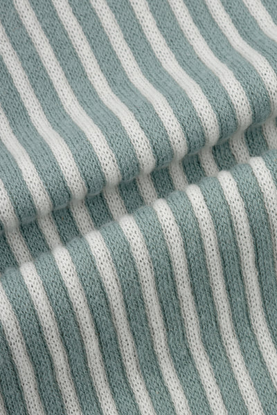 Striped Knitted Hooker's Green V-Neck Polo