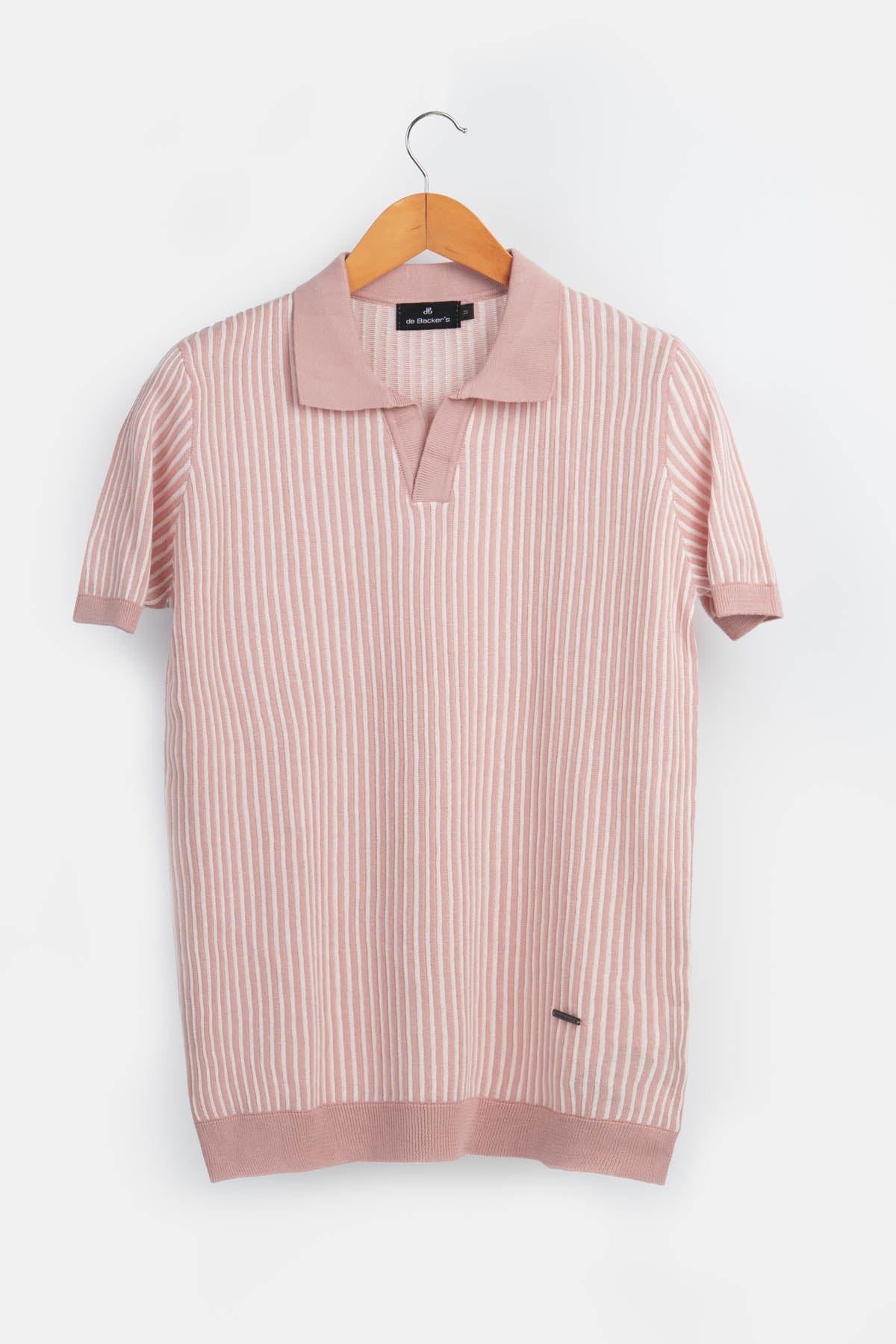 Striped Knitted Tea Rose V-Neck Polo