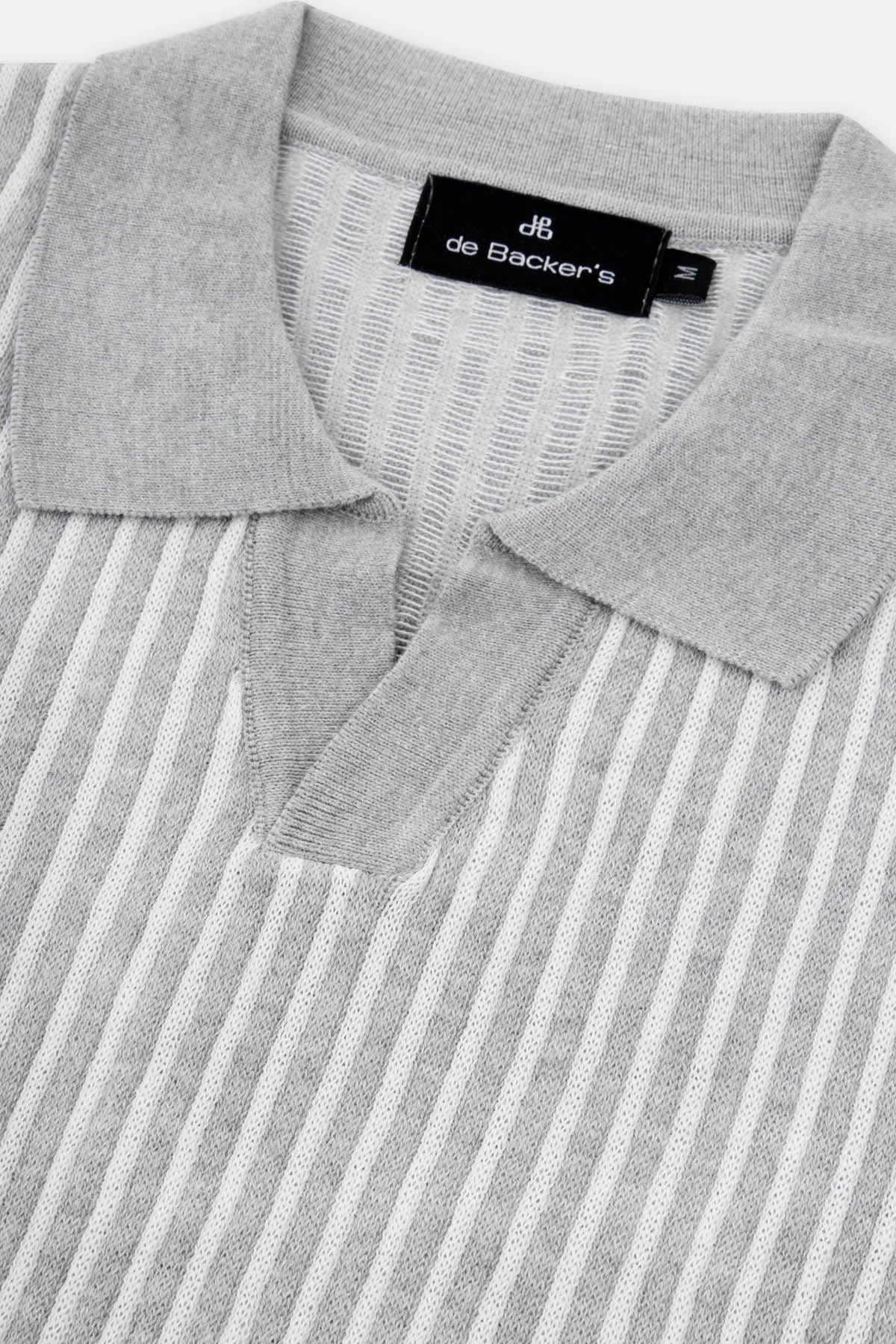 Striped Knitted Gray V-Neck Polo